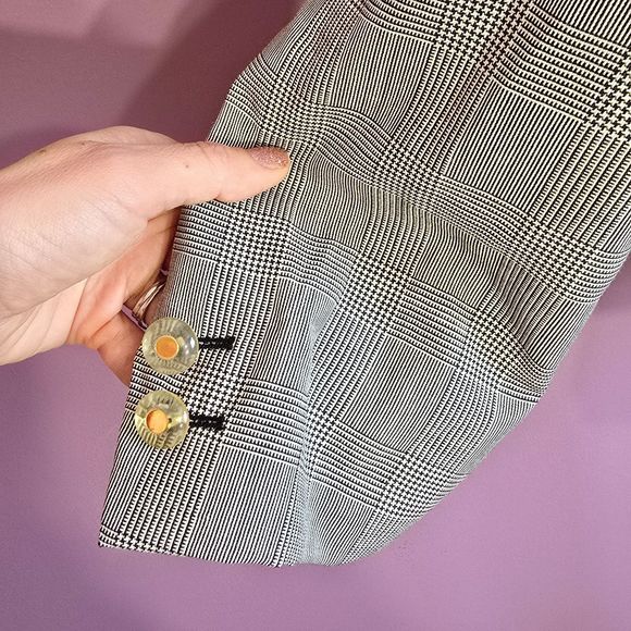 Escada vintage 90s wool silk art mixed patterns career blazer Germany. Medium - Picture 6 of 11